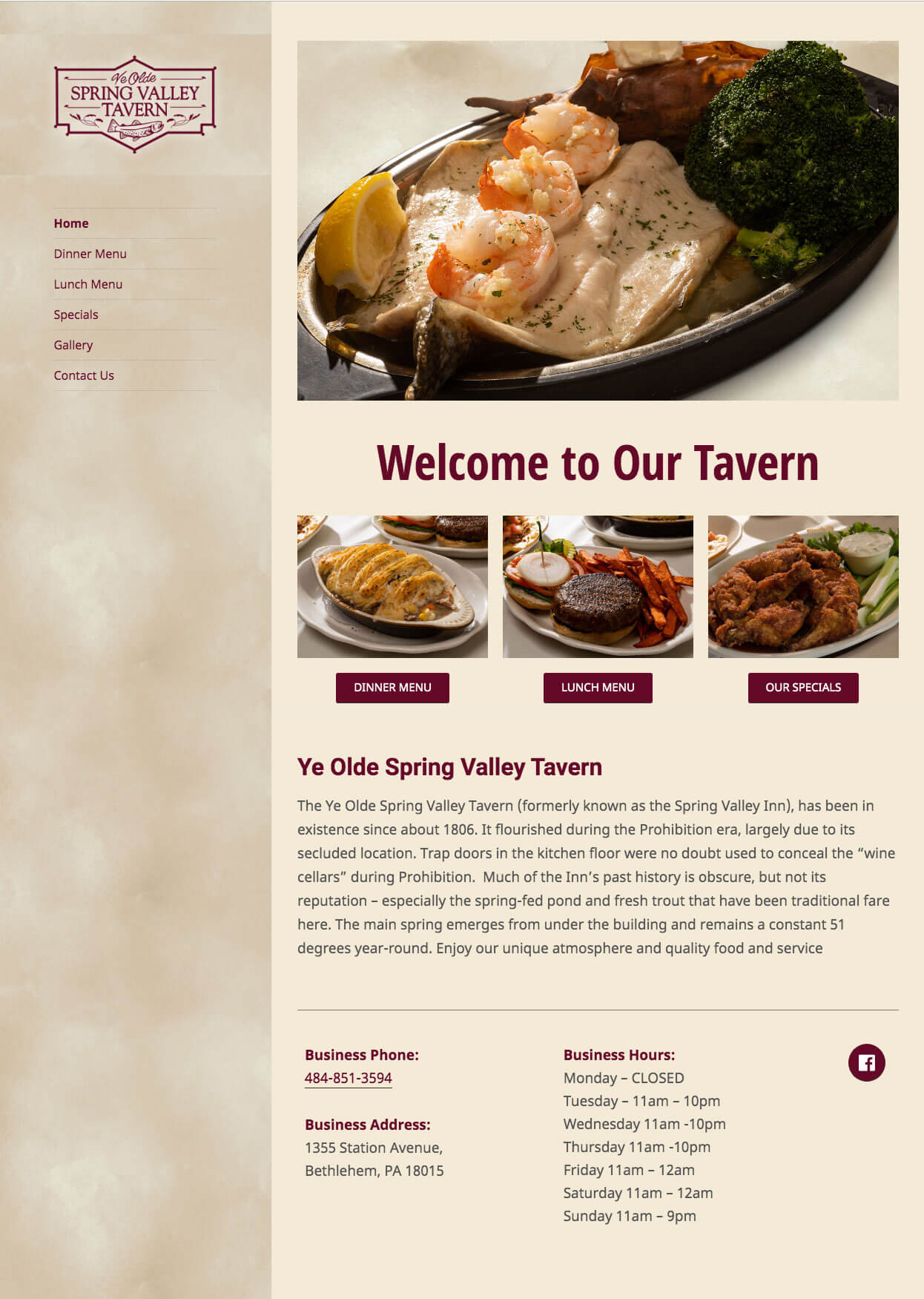 Ye Olde Spring Valley Tavern - TLS Mobile Friendly Website