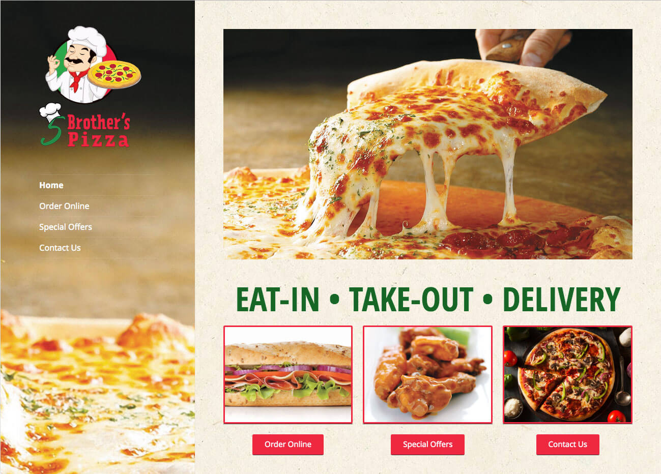 5 Brother's Pizza - TLS Mobile Friendly Website