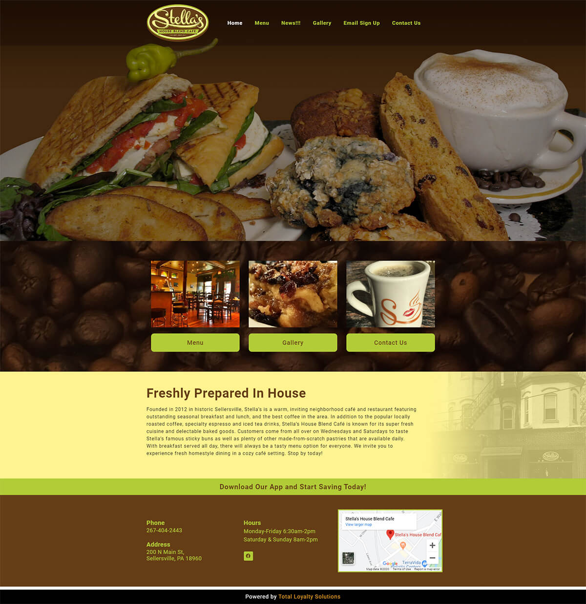 Stellas House Blend Cafe - TLS Mobile Friendly Website