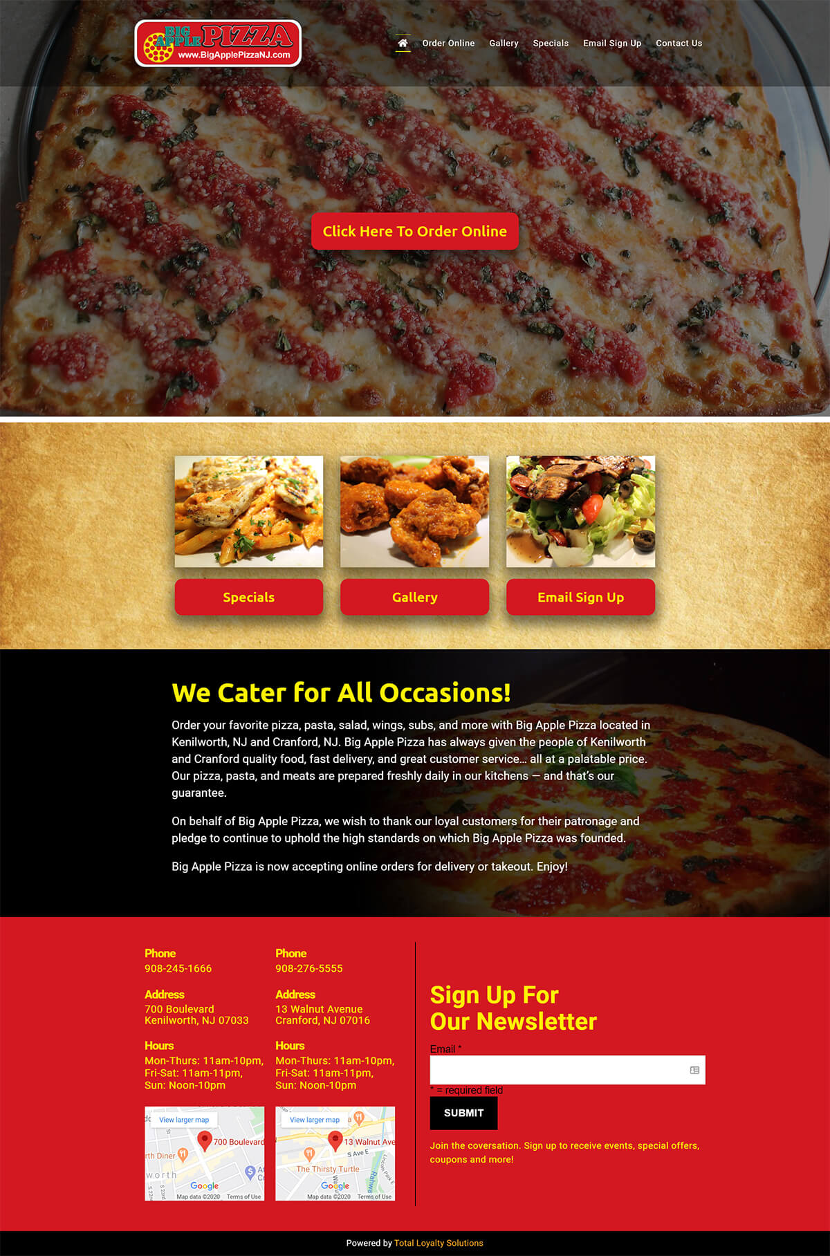 Big Apple Pizza - TLS Mobile Friendly Website