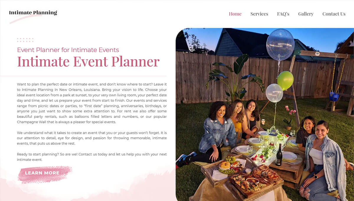 Intimate Planning - TLS Mobile Friendly Website
