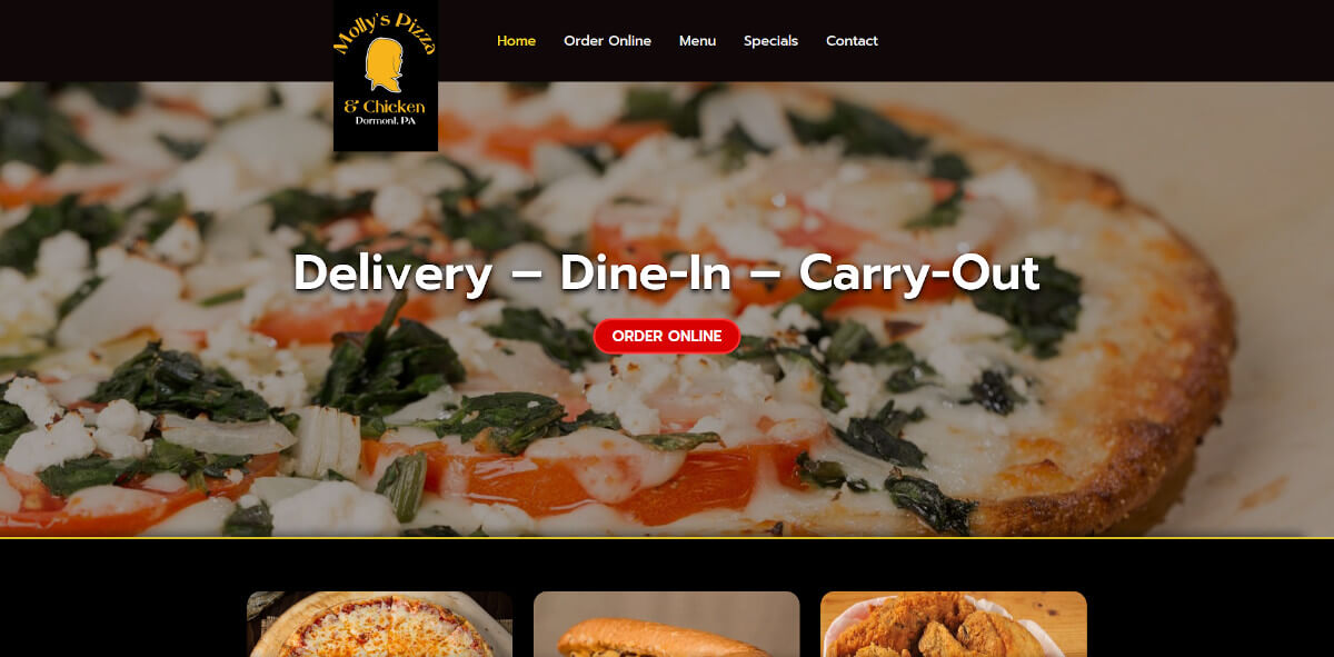 Molly's Pizza and Chicken - TLS Mobile Friendly Website